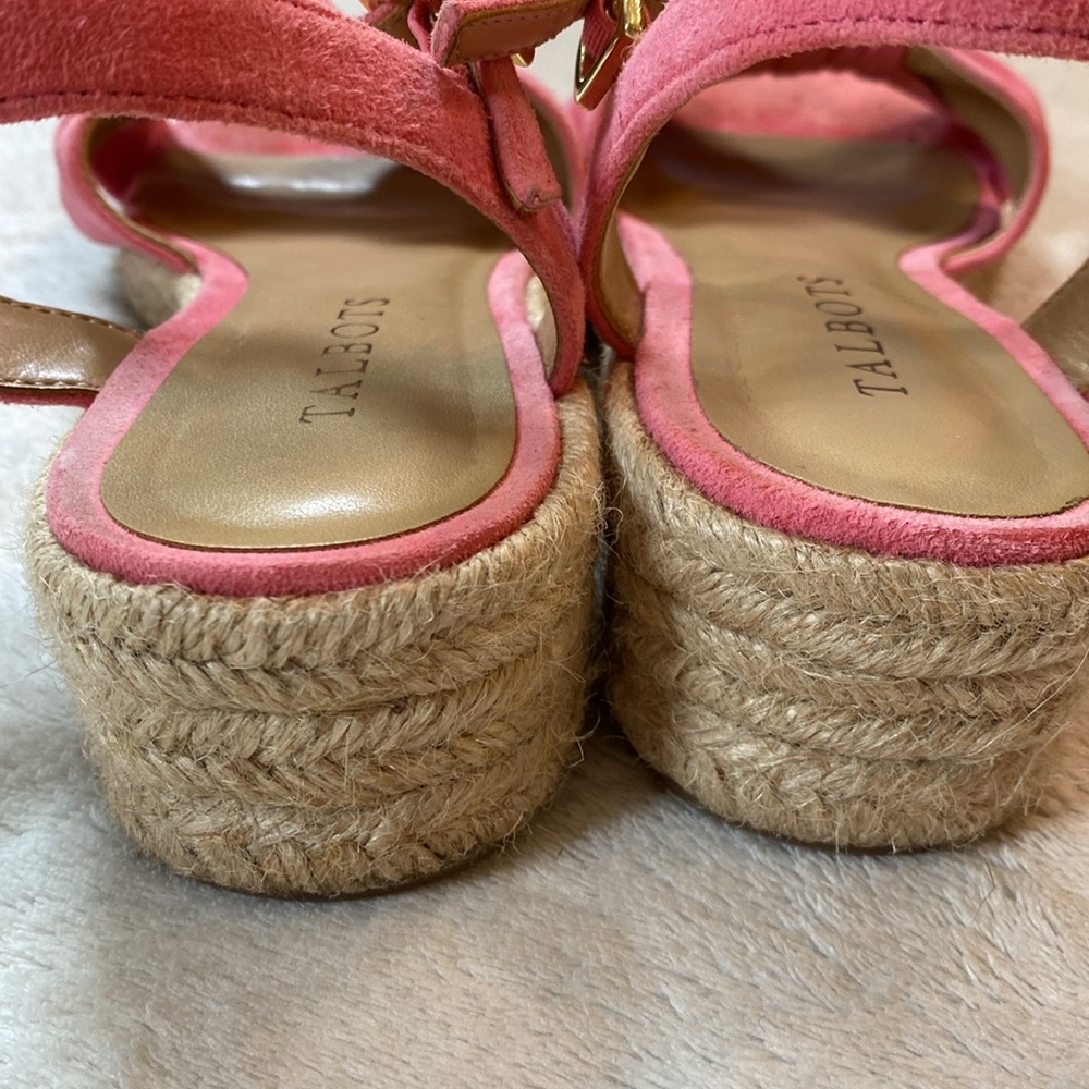 Talbots pink suede knot espadrille Pamela low heel ankle strap sandals Sz 6.5 - Picture 12 of 16